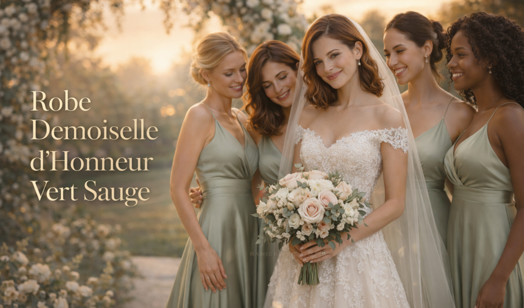 mariage robe demoiselle d'honneur vert sauge
