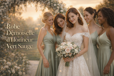 mariage robe demoiselle d'honneur vert sauge